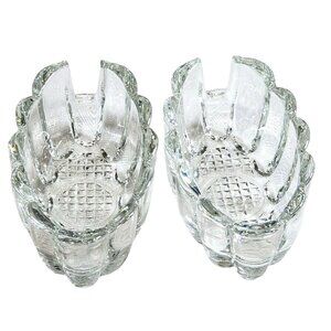 2 Princess House Utensil Holders Crystal #438 scallop Fork Spoon buffet service